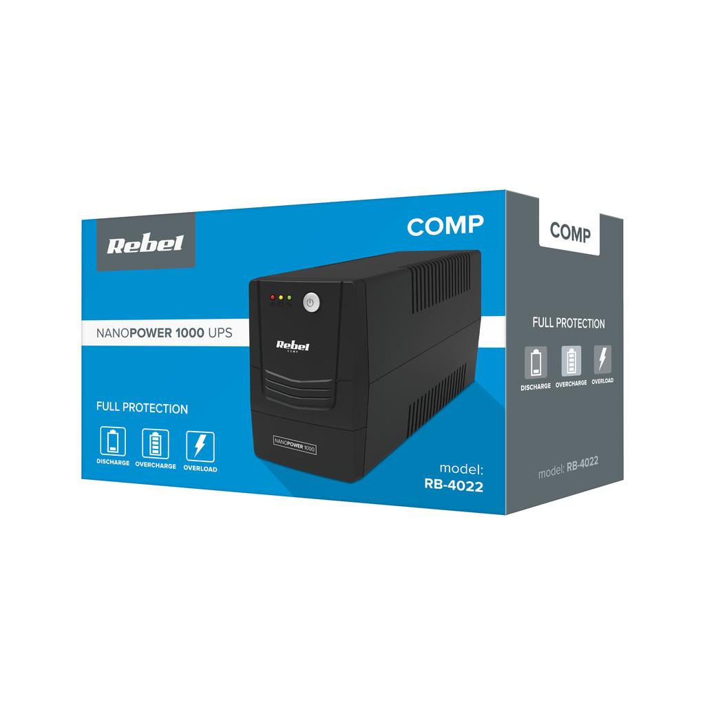 UPS REBEL 1000 offline computer emergency power supply 1000VA 600W 230V 50Hz