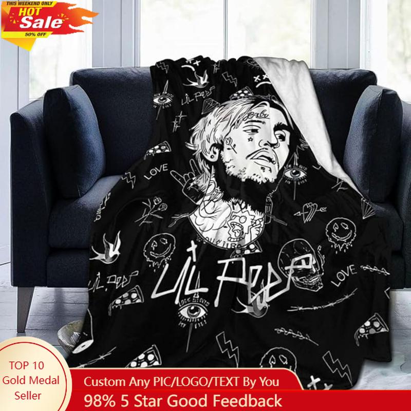 Lil Peep Cry BB Fleece Blanket Rapper Lil Peep Merch Throw Blanket Space Gift For Fan Warm Winter Throw Custom blankets 75X95CM