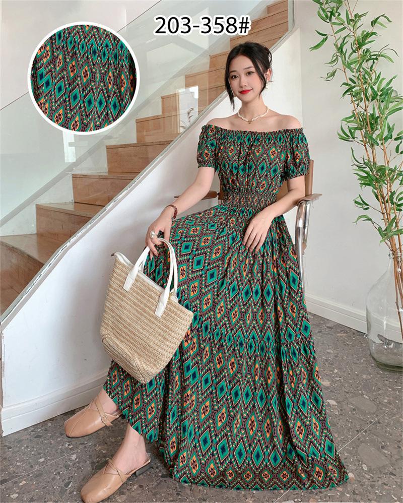 Off-Shoulder One-Neck Cotton Silk Dress Children's Summer Dress Bohemian Island Vacation Dress Travel Beach Dress