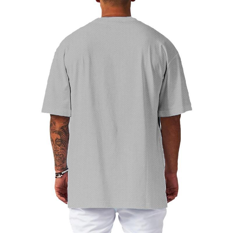 Men's Plus Size Mesh Breathable Oversized Drop Shoulder Fitness T-Shirt