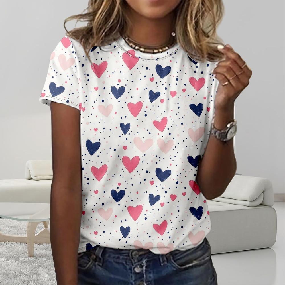 Floral Comfortable Stylish Simple Cartoon Short Sleeve T-Shirt Women's Digital Printing Slim Top