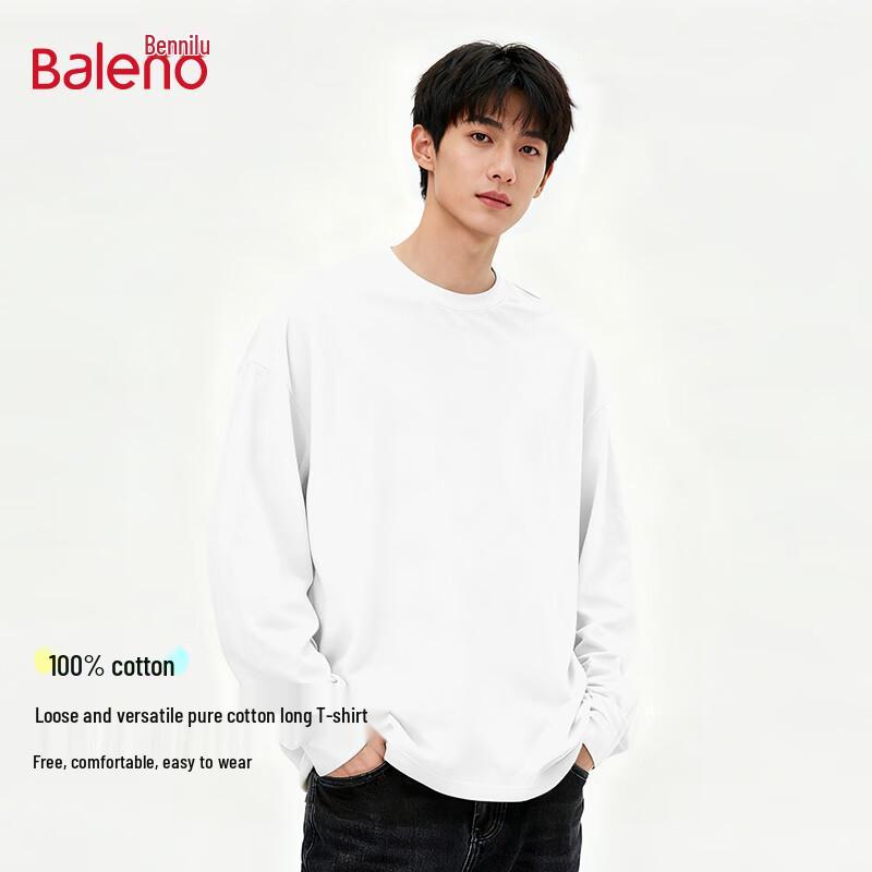 Baleno Herren Langarm-T-Shirt aus reiner Baumwolle