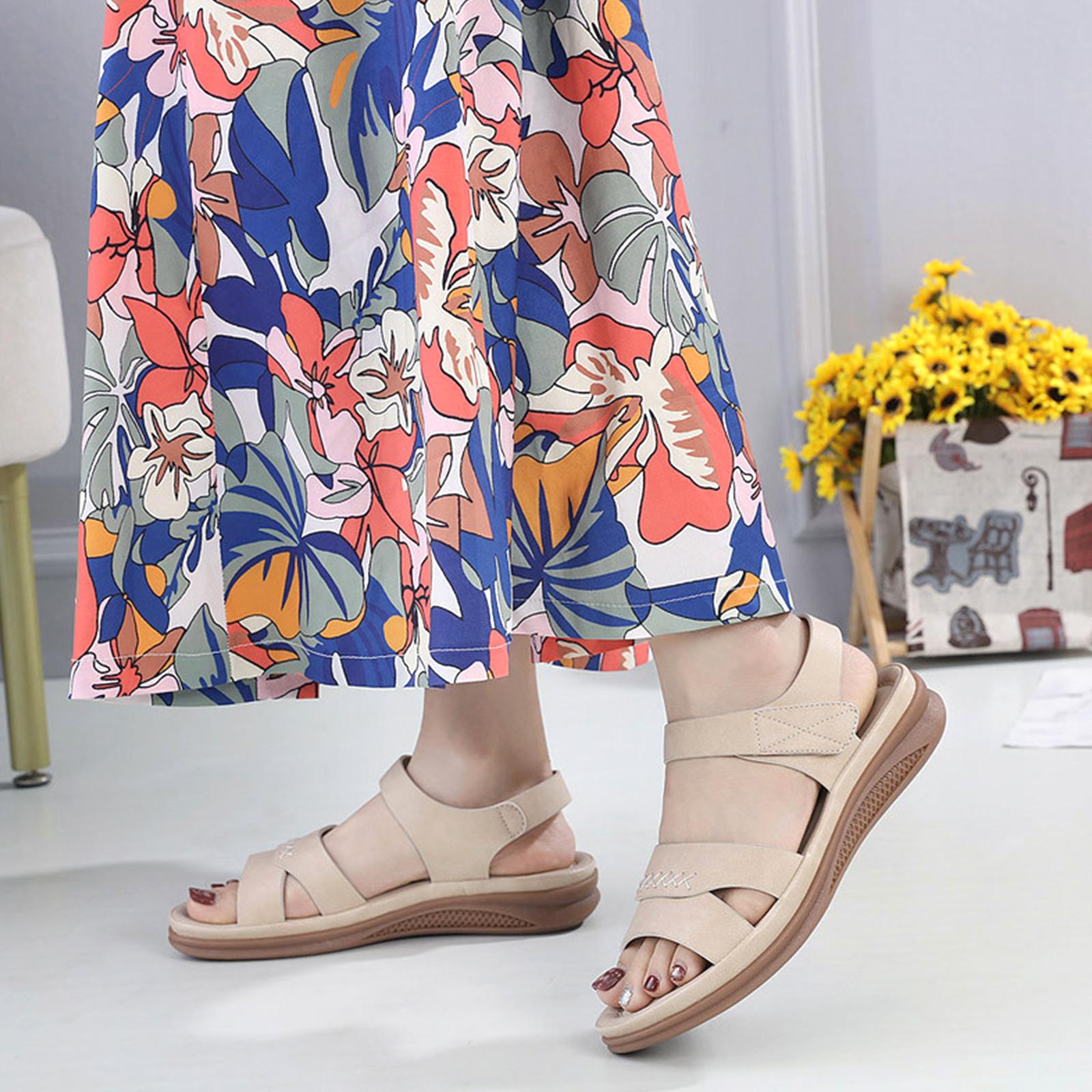 

Women s summer orthopedic sandals hook-and-loop casual open-toe soft and breathable shoes barefoot sandals sparkly barefoot sandals women s sandals 36 бежевый