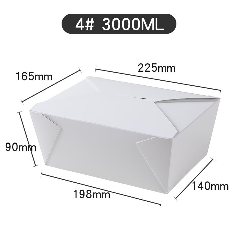 50-Pack Disposable White Paper Takeout Boxes for Salads, Fried Rice, and Fried Chicken