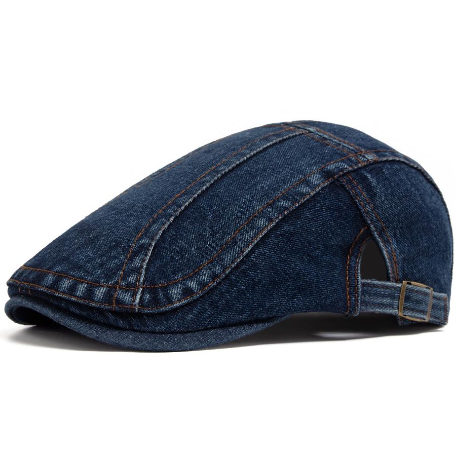 Women's Beret Denim Vintage sboy Cap For Men Summer Solid Washed Flat Caps Casual Female Visor Hat Unisex Adjustable