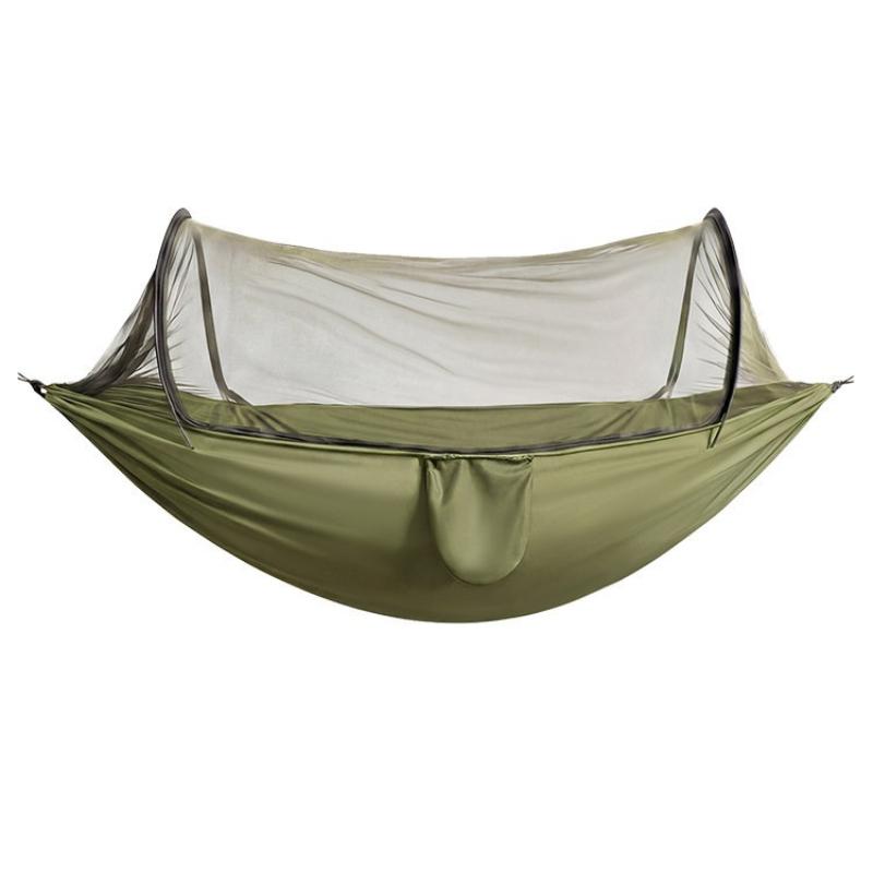 2-In-1 Camping Hammock with Mosquito Net Ultralight Parachute Nylon Hanging Bed for Outdoor Survival Travel Backyard Mosquito Net Swing Basket