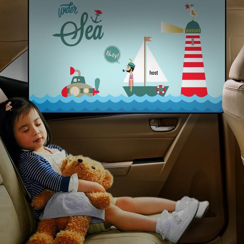 Korean Style Cartoon Car Window Sunshade Curtains with Suction Cups