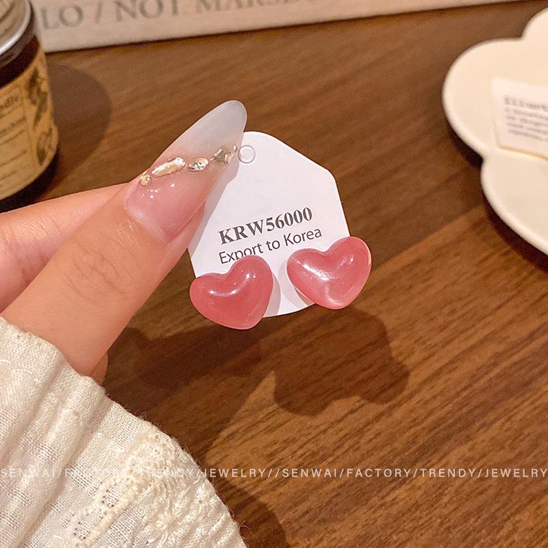 Dopamine color love stud earrings women s light luxury niche high-end earrings fashion versatile ear jewelry