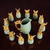 Ceramic wine set, twelve zodiac animal heads, high-end set, gold-plated gift, small mouth 12 wine glasses, wine dispenser Baijiu