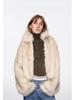 Women's Short Loose Faux Fox Fur Coat - Square Collar, Eco-Friendly, Autumn/Winter.