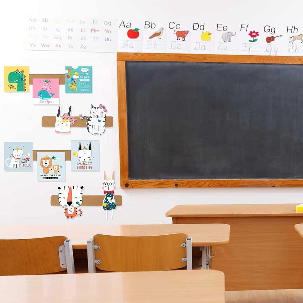 Felt Pin Board Bar Strips Bulletin Board for Bedrooms Offices Home Wall Decoration, Notice Board Self Adhesive Cork Board with 35 Push P for Paste