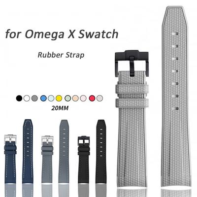Řemínek k hodinkám pro Omega X Swatch Společný řemínek MoonSwatch pro Seamaster 300 Muži Ženy 20mm Gumový Silikonový Zakřivený konec Náramek na zápěstí