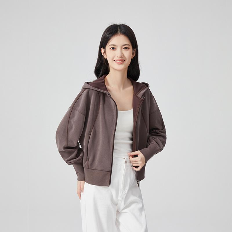 Orchid Essence Women's Sand Washed Modal Hoodie Cardigan - Casual and Versatile Sweatshirt