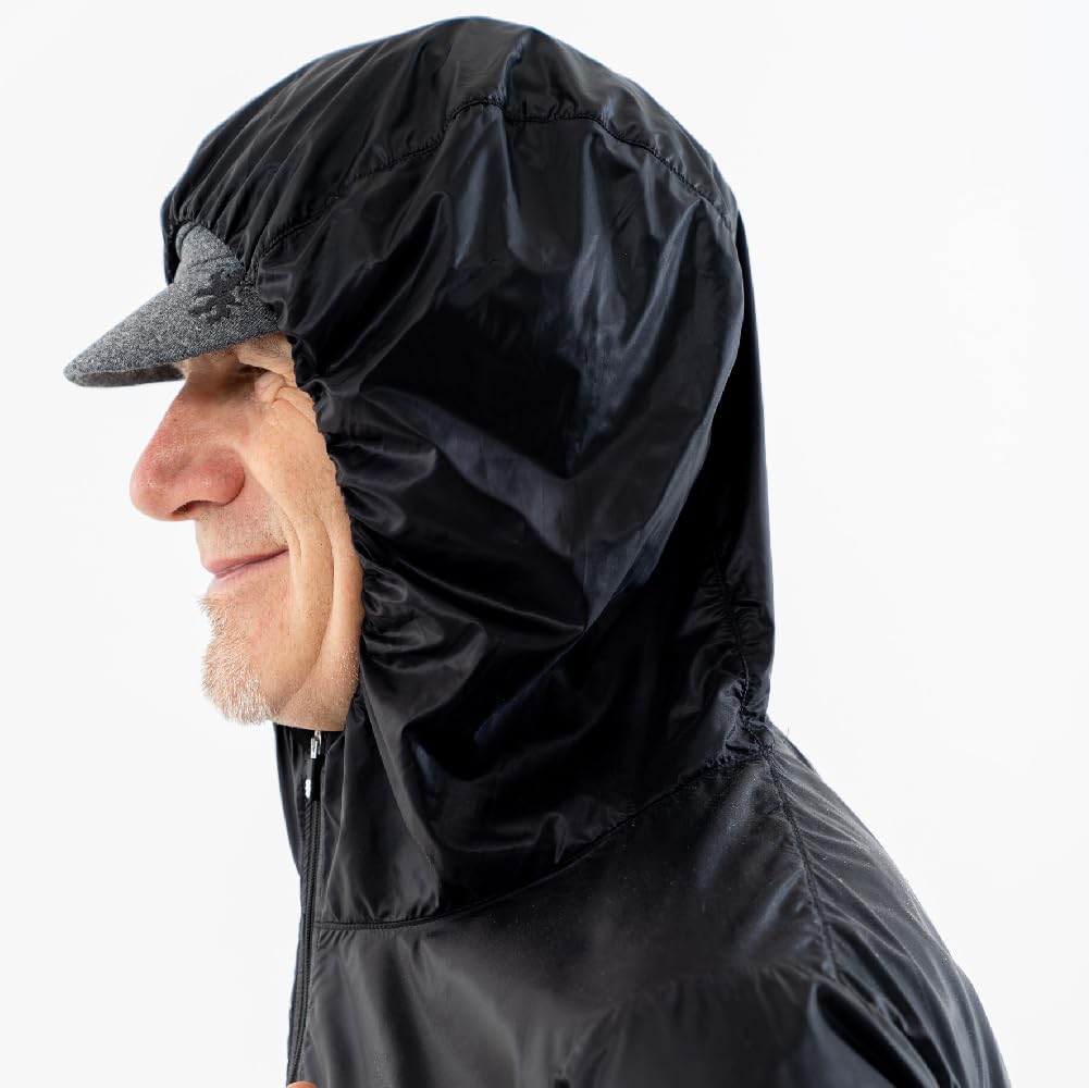 Kapelmuur Cycling Windbreaker, Lightweight, Windproof and Water-Repellent, Pocketable, Black, Size L