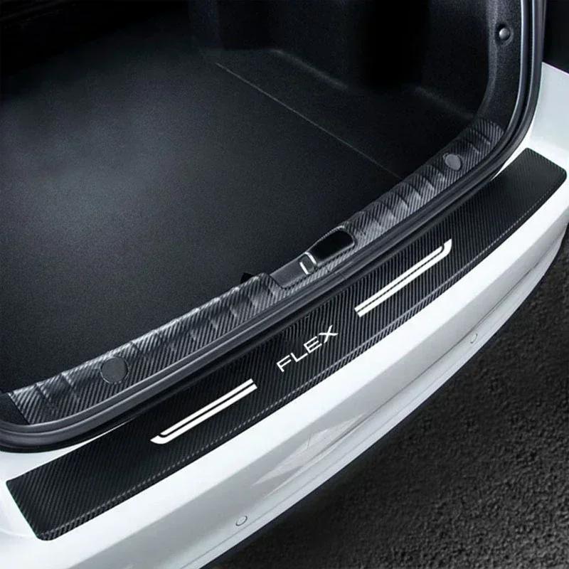 Carbon Fiber Car Door Sill Anti Kick Sticker Rear Bumper Trunk Scratch Guard Decals For Ford FLEX Logo Exterior Accessories