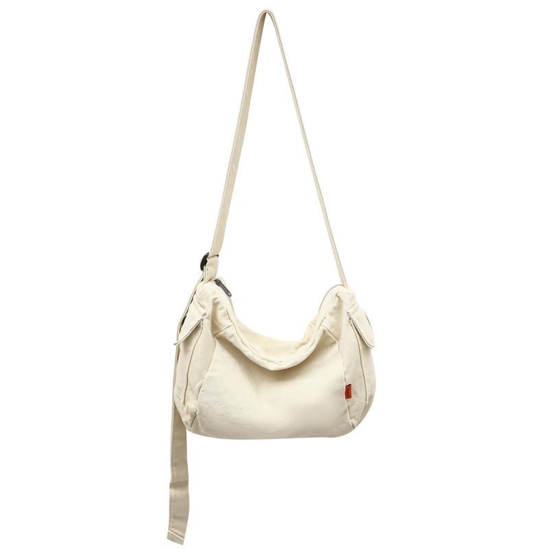 Denim Shoulder Bag For Men And Women With Zipper Pocket Urban Street Style College Casual