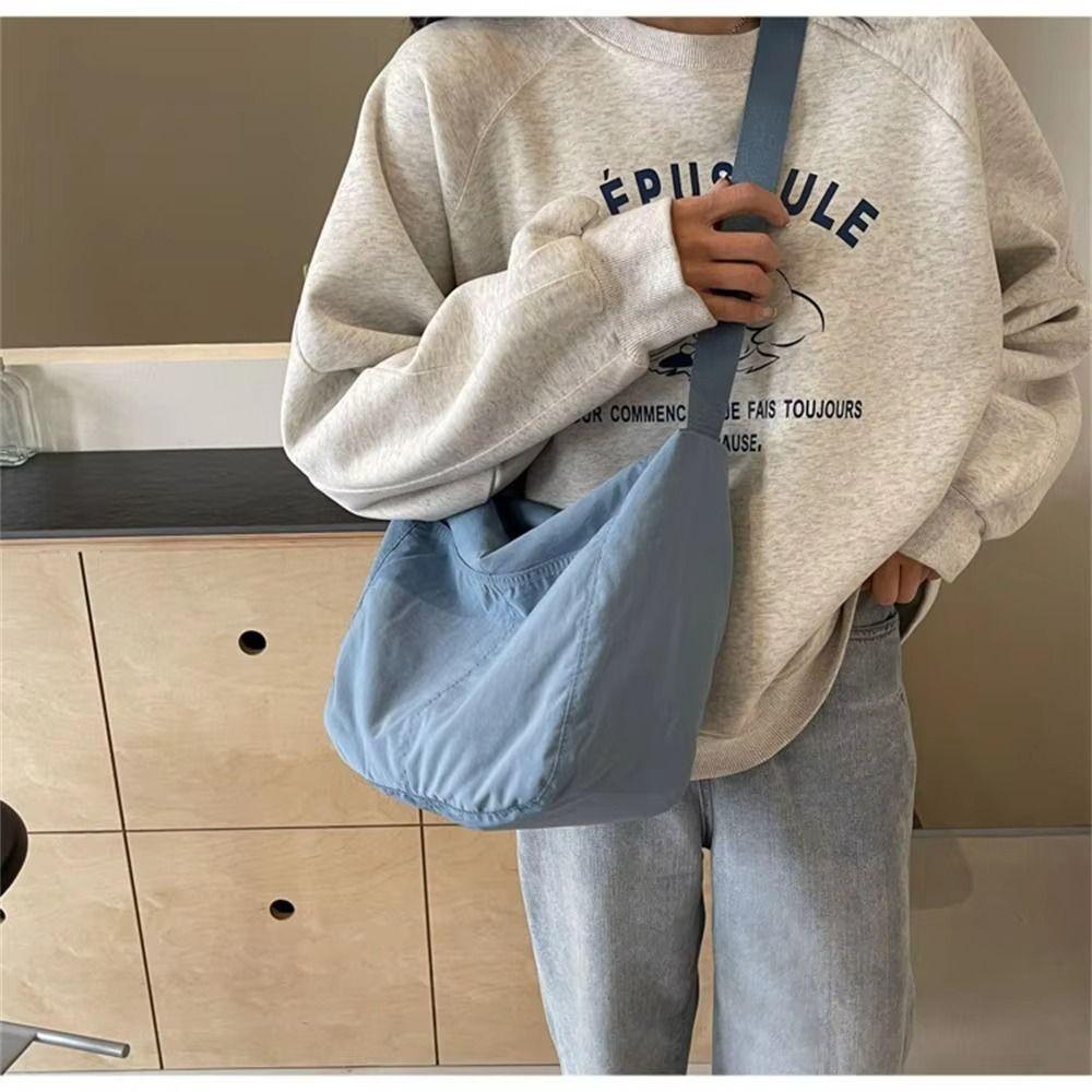 Portable Tote Bag Simple Design Nylon Bags Simple Solid Color Bags For Women