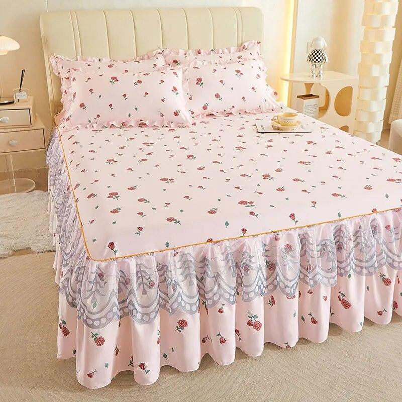 1pcs Korean Style Small Fresh Bed Skirt, Non Slip Bed Cover, Bed Sheet, Bed Cover, Mattress Protection Cover, Single Double Bed