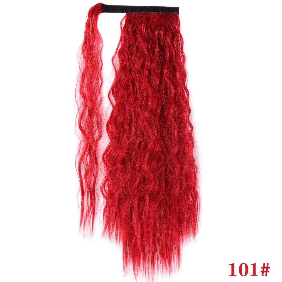 LUPU Synthetic Long Corn Perm Ponytail Hair Extension Clip In Hairpiece For Women Wrap Around Magic Paste Ponytail Extensions