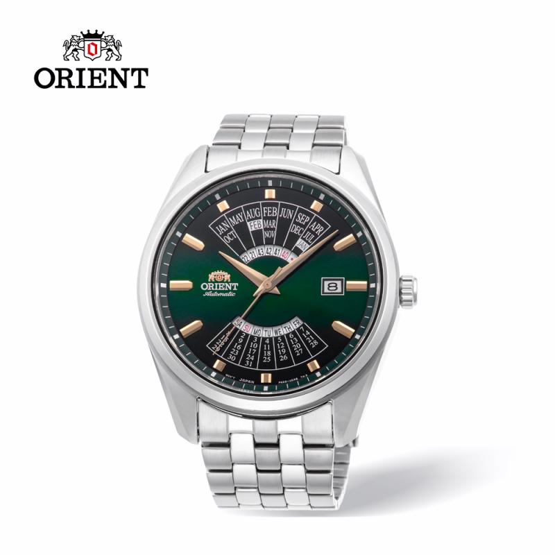Men's Watch Fully Automatic Mechanical Watch Perpetual Calendar Large Dial Steel Belt Waterproof Casual Watch Steel Belt Green Dial RA-BA0002E10B