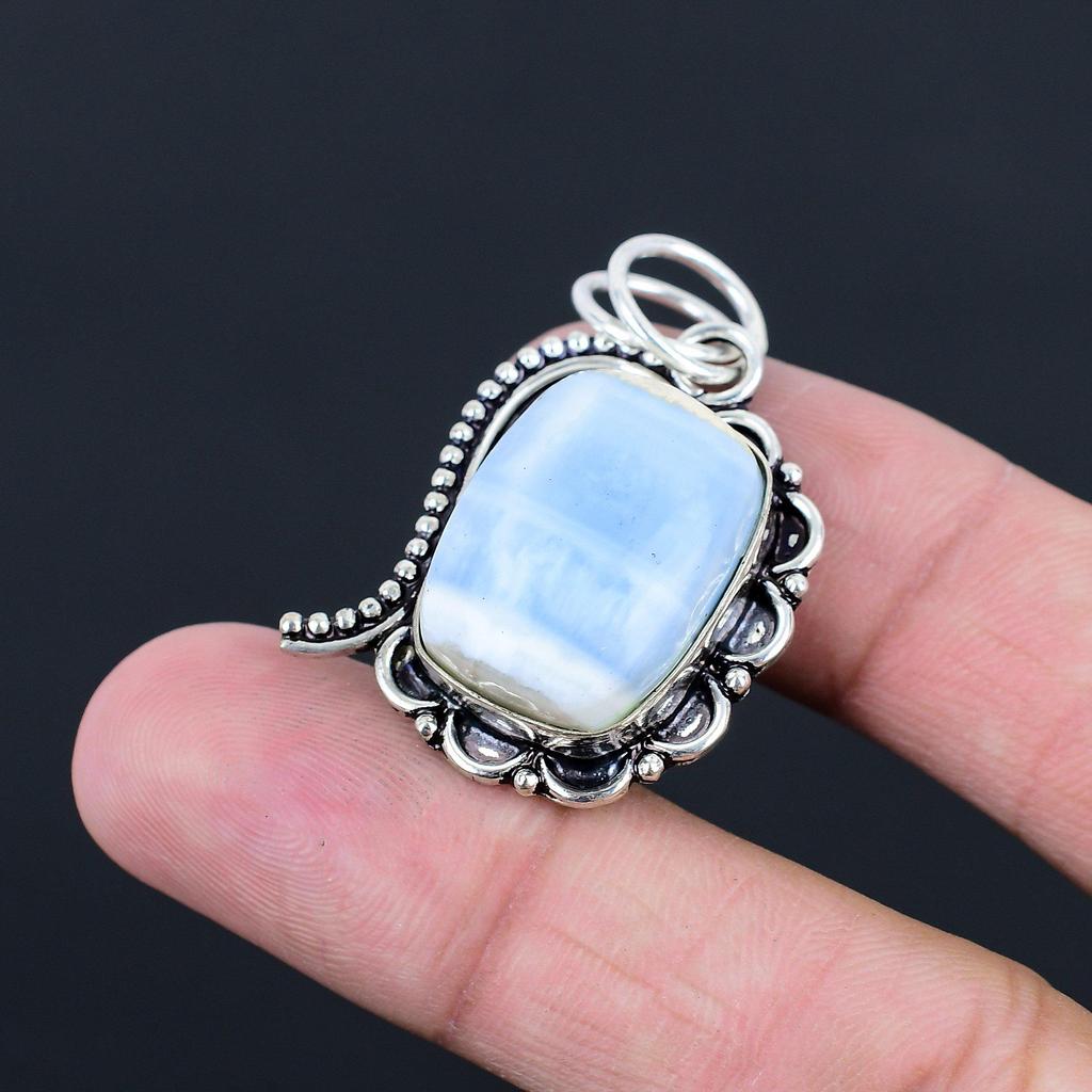 Womens day Deal Owyhee Blue Opal Stone 925 Sterling Silver Wife Pendant Jewelry
