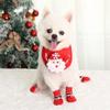 Dog Cat Socks 4 PCS Non-Slip Christmas Shoes Festival Themed Woven Paw Protector Knitting Pet Supplies for Floor Indoor WWO66