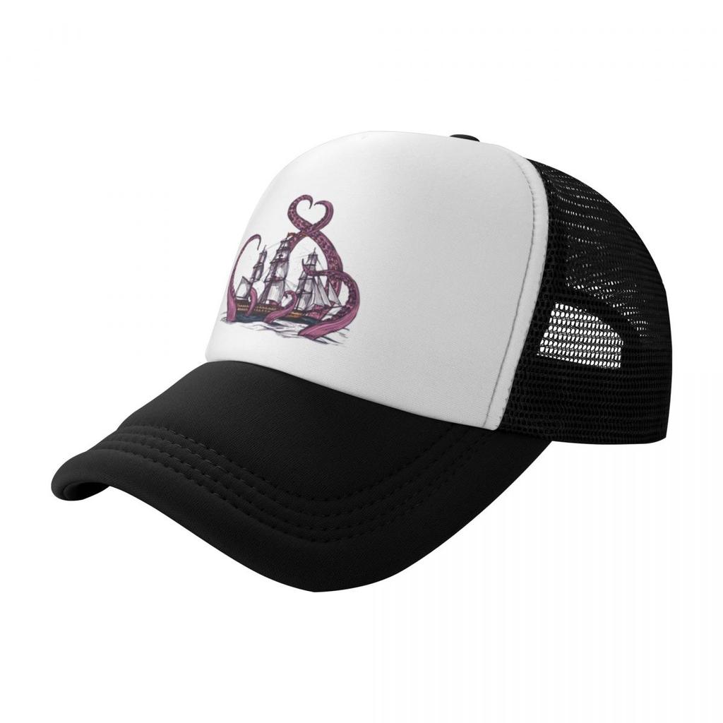 Vintage Octopus Sea Monster Ship Tentacles Of Cthulhu Summer Mesh Baseball Caps For Womens  Men Beach Dad Hats Trucker Cap