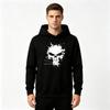 Men's Splash Skull Print Long Sleeve Pullover Hoodie Casual Loose Sweatshirt for Daily Wear