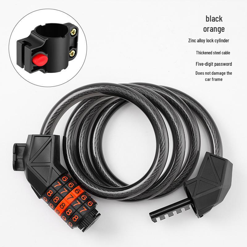 Five-Digit Cross-Border Anti-Theft Bicycle Lock with Thickened Steel Cable and Bracket