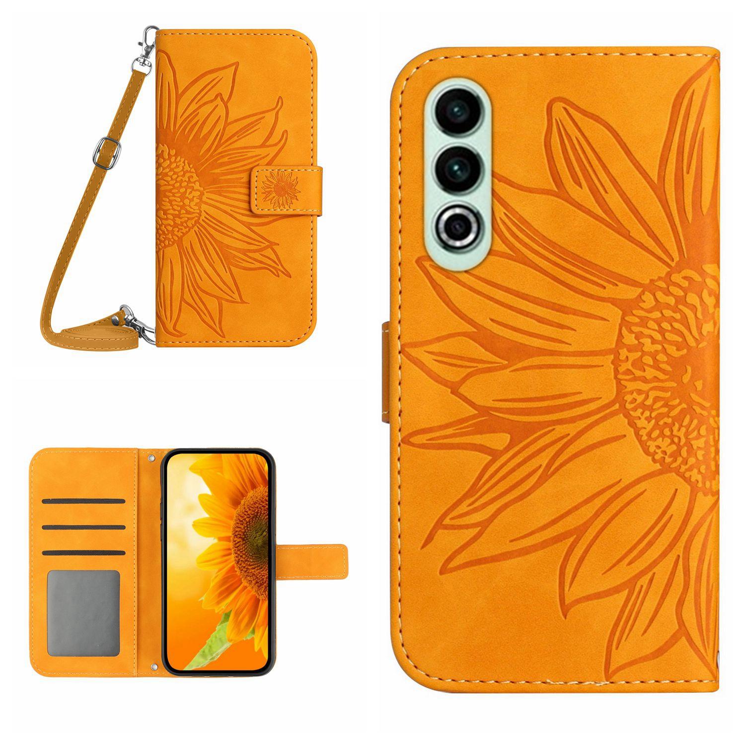 

HT04 For OnePlus Nord CE4 5G Case Sunflower Flip Leather Phone Cover with Shoulder Strap Yellow