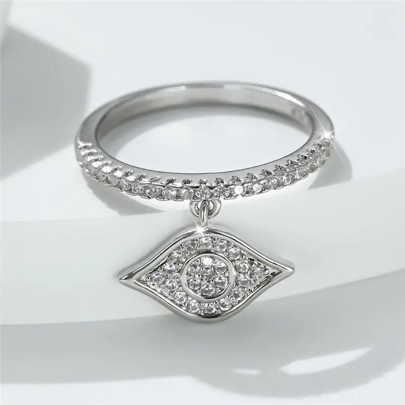 

Huitan Vintage Unique Design Evil Eye Drop Rings With Bright CZ For Women Party Daily Holiday Special Accessories Zircon Gift 6