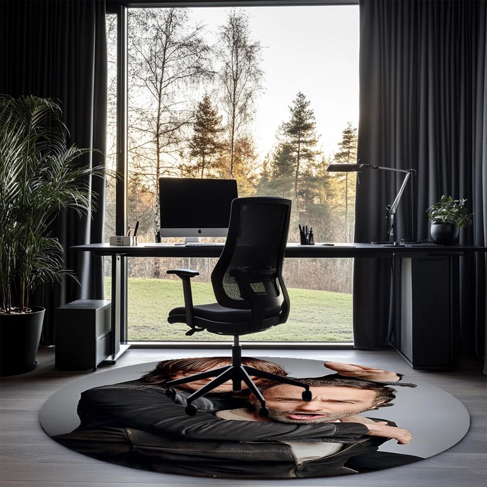Daryl and Rick Printed Round Rug Carpet Chair Rug Area Rug Entryway Doormats,for Office Chair Living Room Bedroom Kitchen Room.