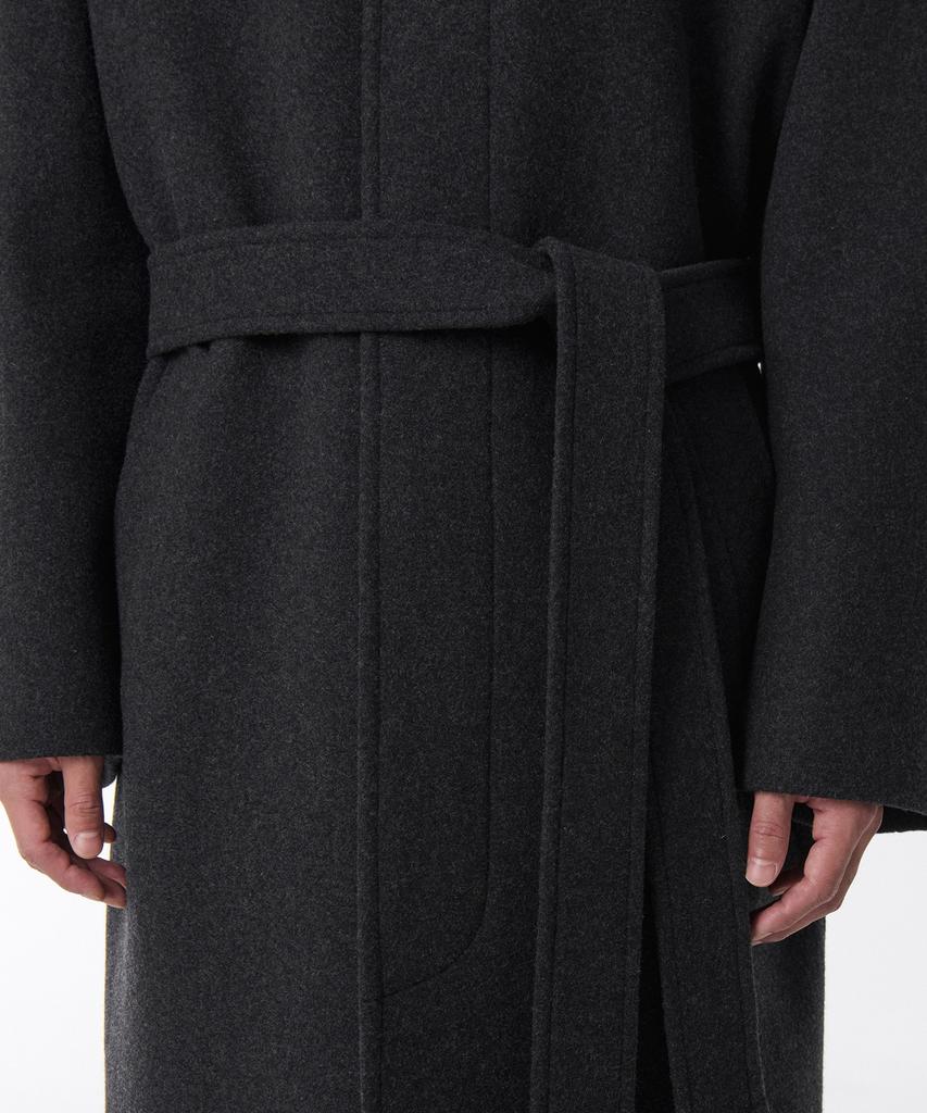 Musinsa Standard Wool Blend Maxi Balmacaan Robe Coat [Charcoal Grey]