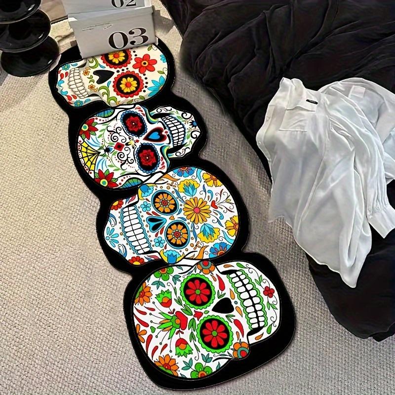 Skull Print Carpet Bedroom Bathroom Door Mat Halloween Day Of The Dead Bedside Rug Bay Window Pad Home Decor