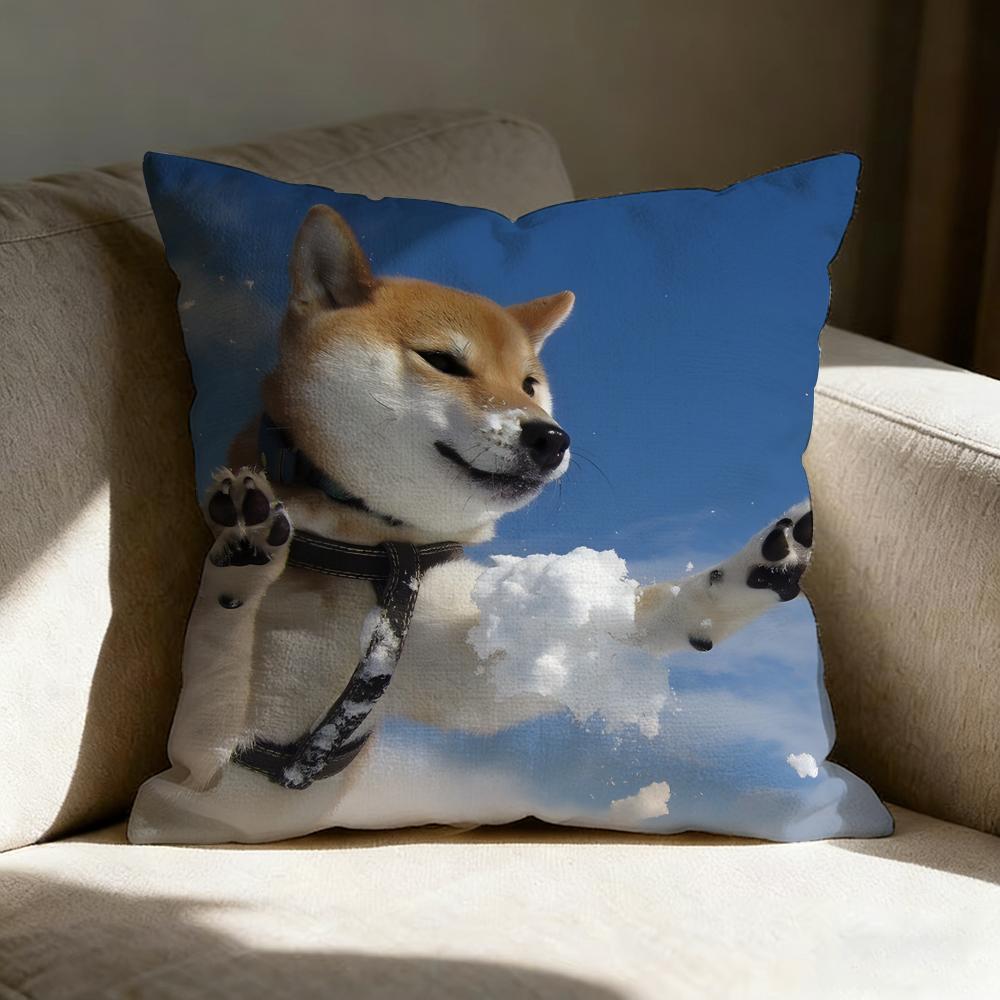 Federa per Cuscino Shiba Inu Carino Copricuscini in Lino Copertura per Divano Soggiorno Panca Patio Pavimento Decorazioni per la Casa in Lino