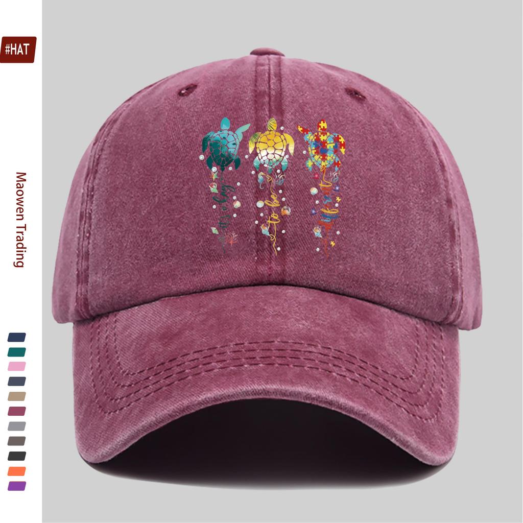 pc Casual Multicolor Turtle Print Baseball Cap Marine Animal Printed Trucker Sun Hat Comfortable Lightweight Papa Hat Dad Mo