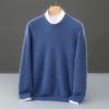 Men's Round Neck Thickened Business Pullover – 100% Australian Wool Cashmere Base Layer for Autumn/Winter.