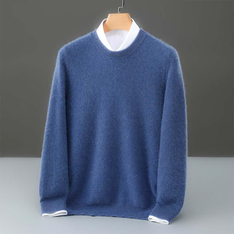 Men's Round Neck Thickened Business Pullover – 100% Australian Wool Cashmere Base Layer for Autumn/Winter.