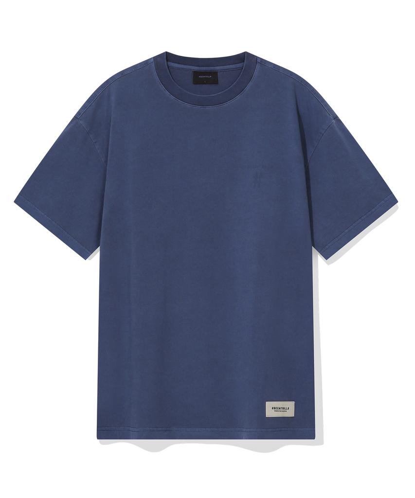BEENTRILL Vintage Stamp Hashtag Dyed Short Sleeve T-Shirt (Navy)