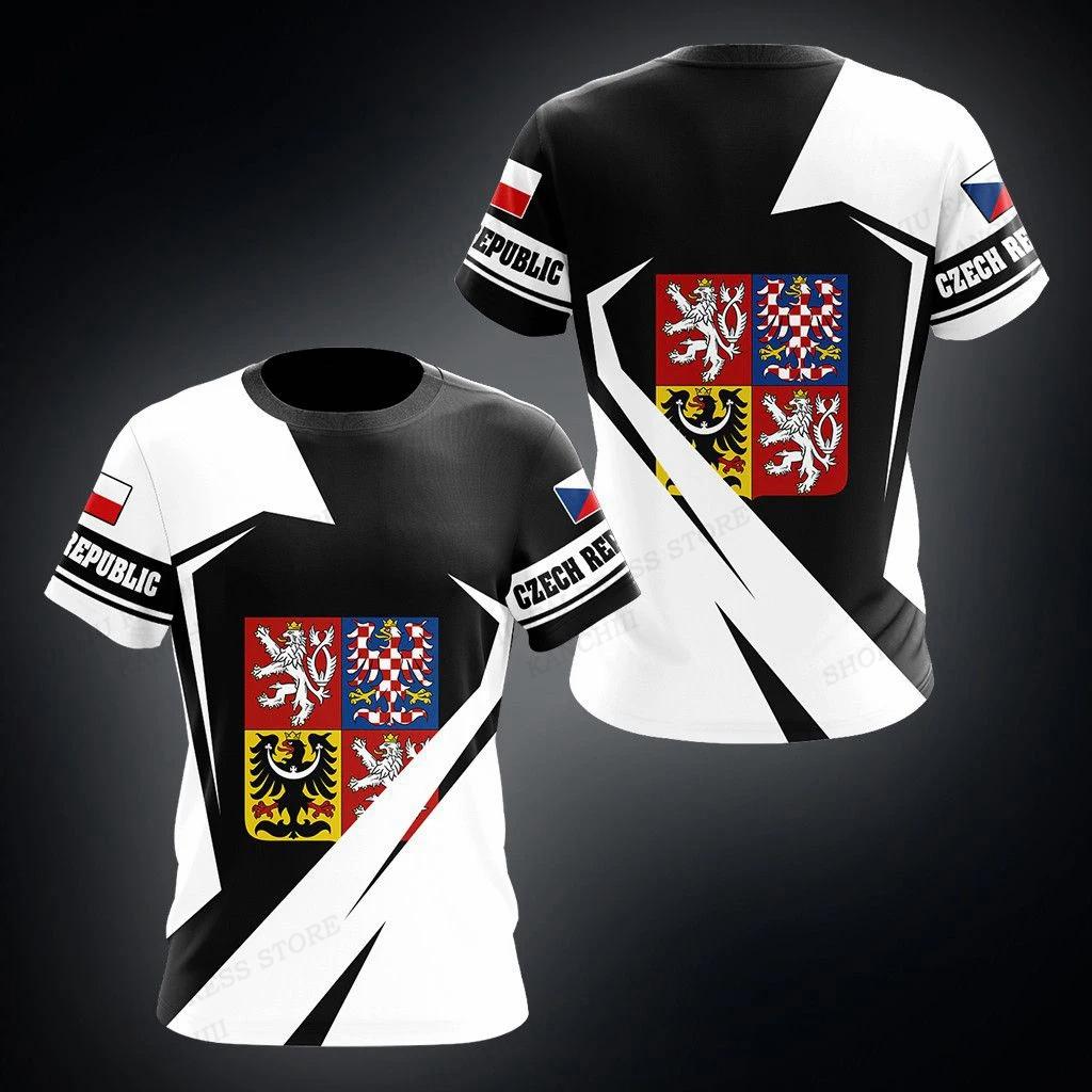 Summer Mens T-shirt Czech Flag 3d Print T-shirts Men Women Fashion O-neck Short Sleeve Tshirt Kids Hip Hop Tops Tees Boy T Shirt
