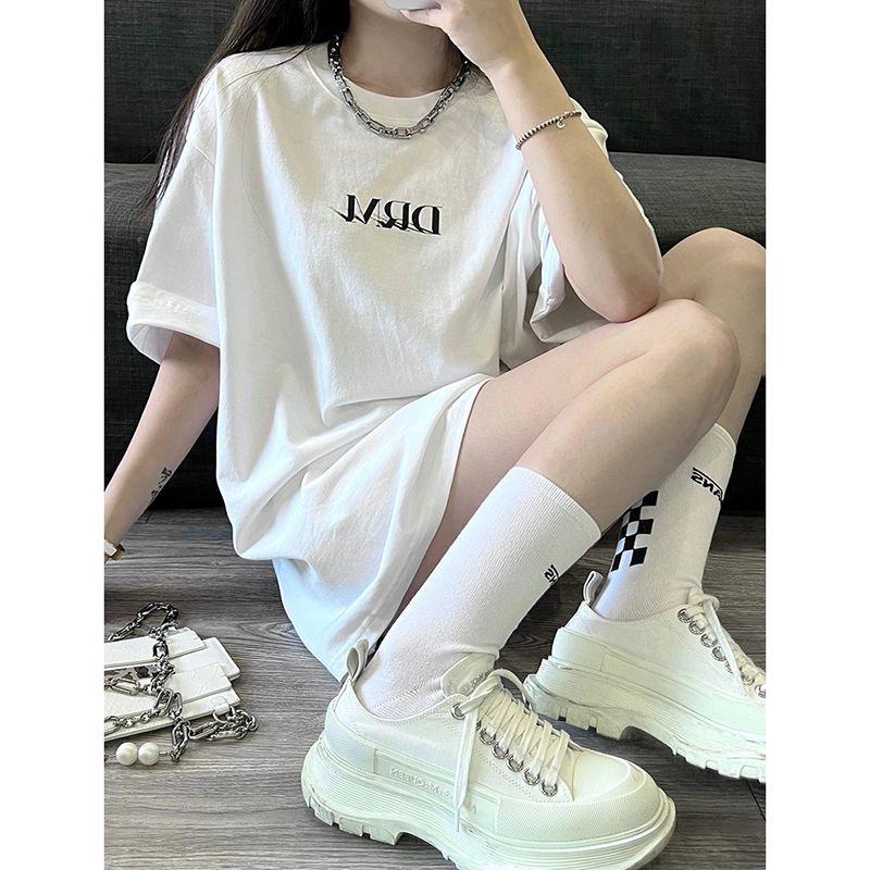 

Loose Simple and Thin Summer Print Short Sleeve T-Shirt White 2XL