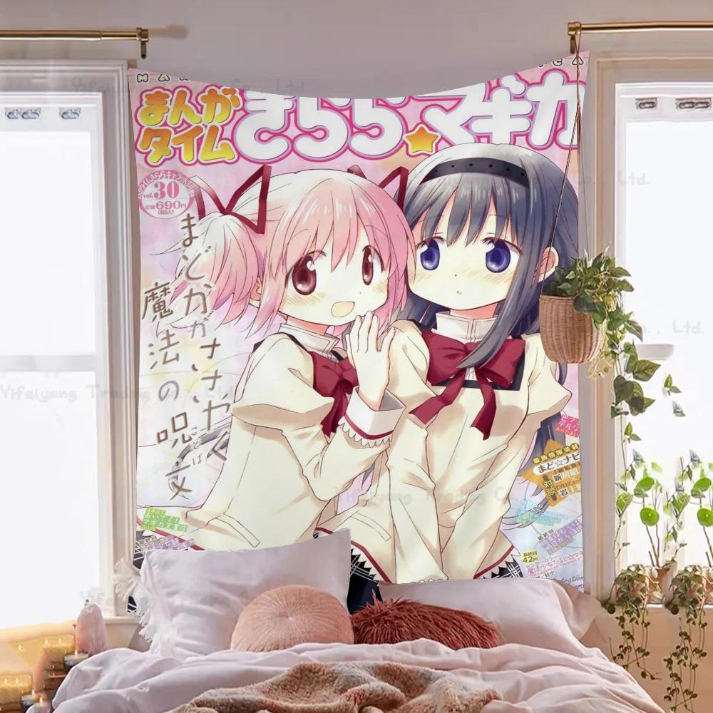 1PC Anime Puella Magi Madoka Magica Tapestry Printed Large Wall Tapestry Art Science Fiction Room Home Decor Decor Blanket