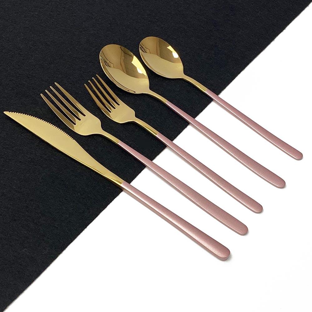 White Gold Cutlery Set 20Pcs Dinnerware Set 18/10 Stainless Steel Knife Fork Spoon Silverware Kitchen Flatware Tableware Set