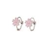 Pink Cherry Blossom Ear Buckle Small Fresh Female Flower Earrings Beautiful Dream Dripping Oil Five-Leaf Flower Earrings