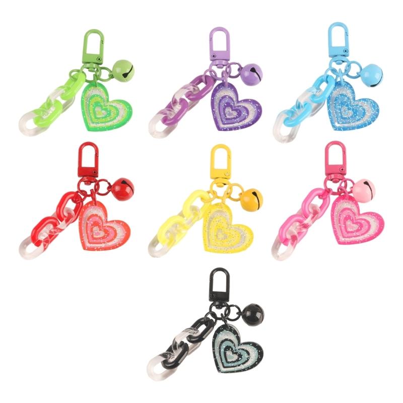 Sweet Acrylic Heart Pendant Keychain Link Chain Keyring for Purse,Handbag, Bag