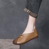 Johnature Genuine Leather Retro Soft Soled Slip-on Shoes Versatile Comfortable Women's Flat Shoes