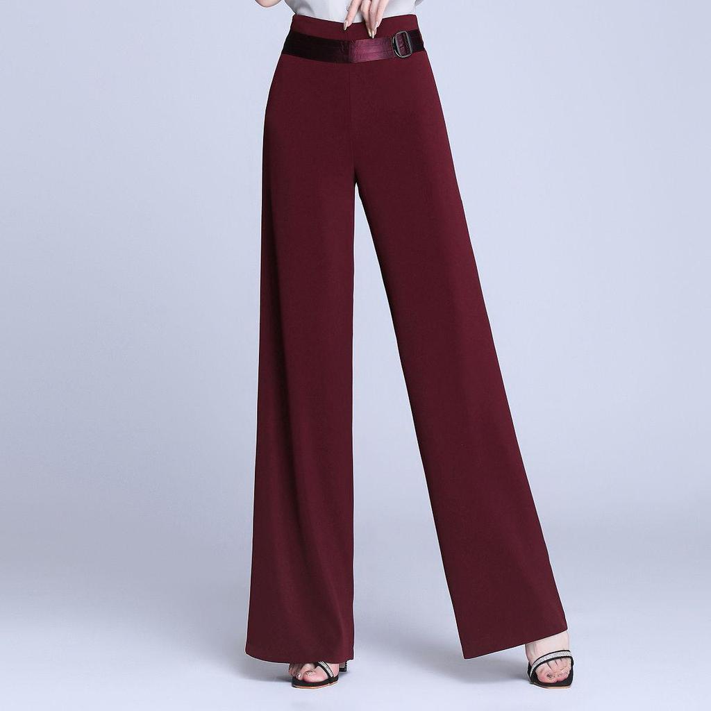 High-Waisted Wide-Leg Dance Pants with Side Zip for Women – Spring/Summer Style, Solid Color, Great Drape, Casual Ironed Straight-Leg Design