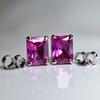 Natural Pink Ruby Earrings 11.10 Ct Pair CERTIFIED Emerald Cut Pair For Gift