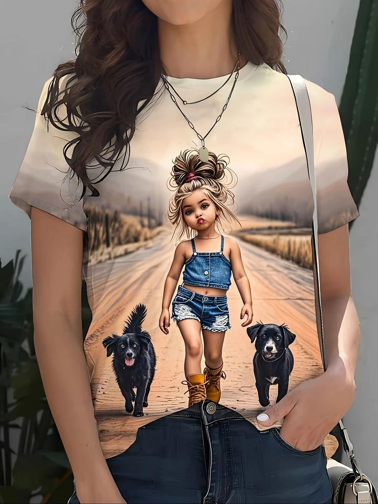T-shirts Imprimé 3D Abeille Papillon d'Été Femmes Décontracté Col Rond Manches Courtes Streetwear Harajuku Y2k T-shirts Haut Vêtements Féminins