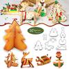 3D Christmas Cookie Cutters Set: Snowman, Reindeer, Sleigh & Tree - Stainless Steel